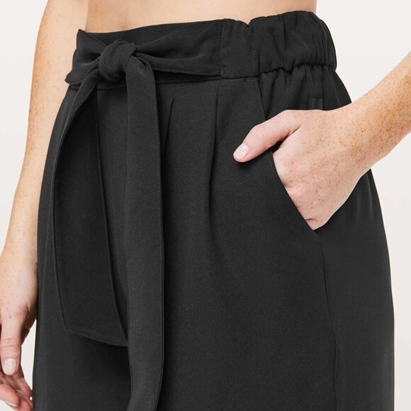 Lululemon Noir Pant *Woven Black Wide Leg Tie Waist Pants- Size 2 - Picture 3 of 14
